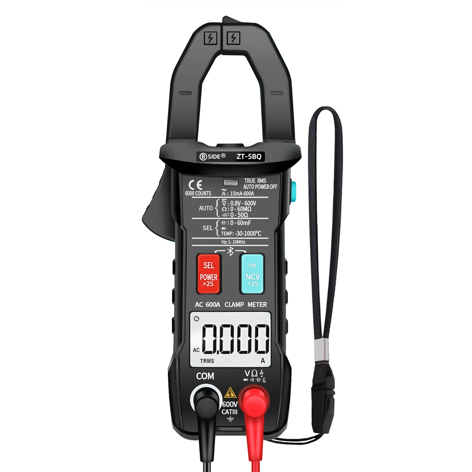 

BSIDE ZT-5BQ 6000 Counts High Precision NCV Test Digital Smart Clamp Meter with BT Function True RMS Clamp Type Multimeter