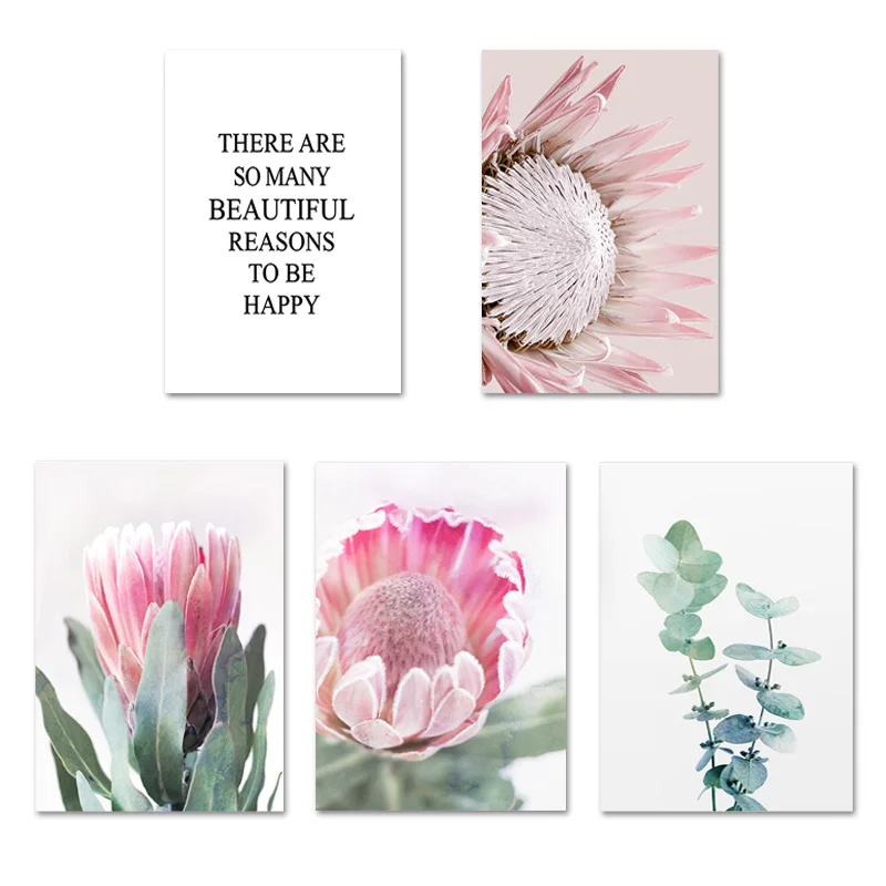 

Pink Flower Botanical Canvas Art Poster Nordic Style Decorative Print Wall Painting Scandinavian Decoration Picture Home Decor