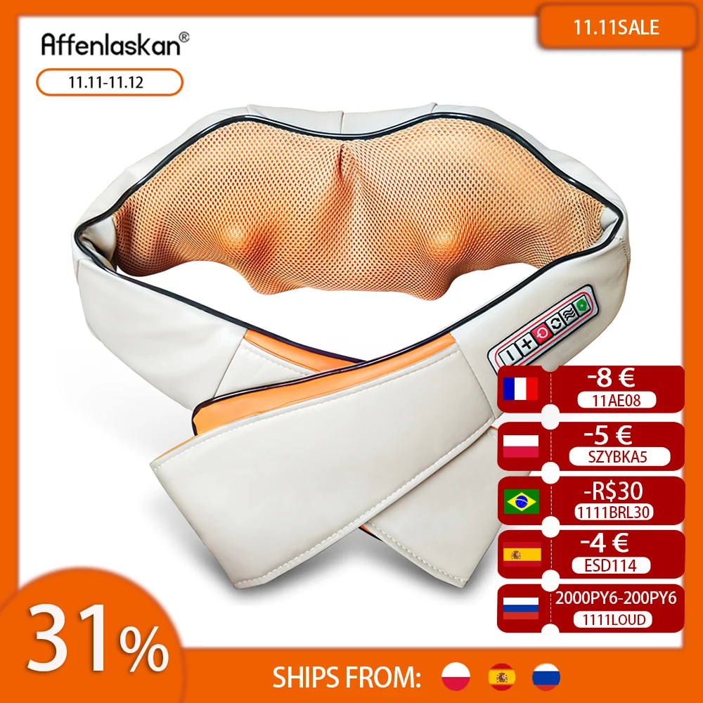 U Shape Electrical Shiatsu Back Neck Shoulder Body Massager Infrared Heated Kneading Car/Home Massager