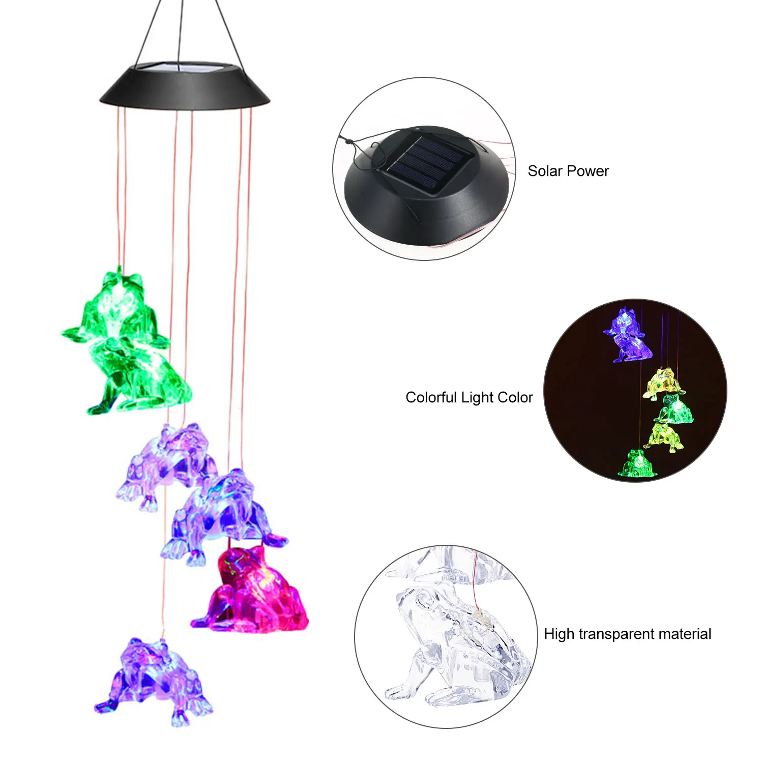 Солнечная лягушка подвесной светильник с колокольчиками IP44 Mixcolor медленно