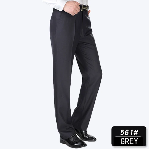 561 grey Осень зима мужские прямые брюки костюм Homme платье брюки толстые мужские брюки для официального костюма свободные мужские брюки среднего возраста - Цвет: 561 grey