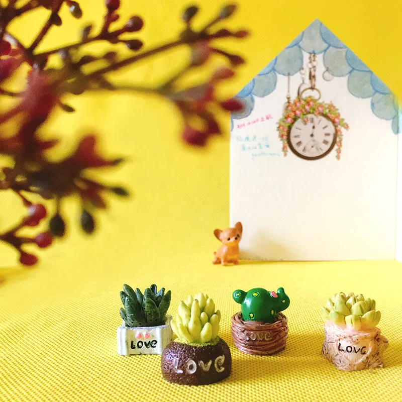 4 шт./суккуленты/кукольный домик/миниатюры/милый/Сказочный Садовый