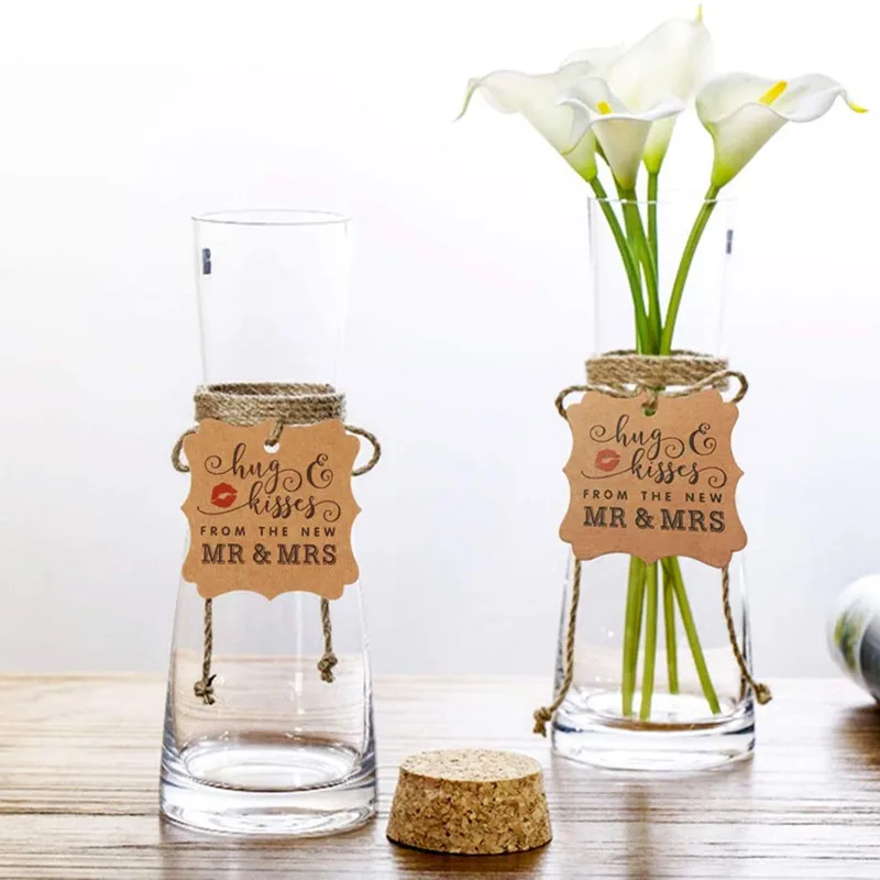 100 шт. бирки из крафт-бумаги с натуральным джутом