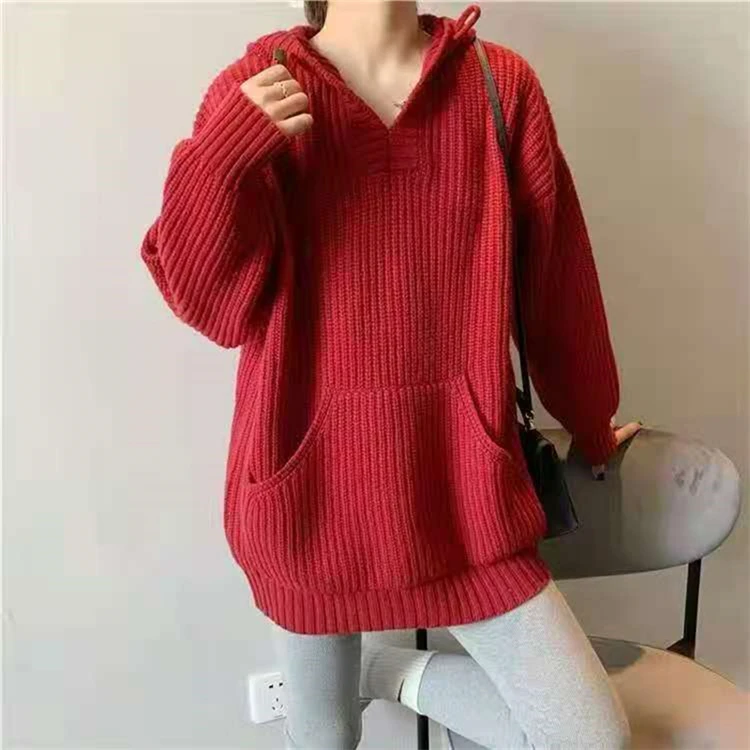 

The spot! Ms new winter loose hooded knitting sweater warm sets the original SuFeng retro coat pocket