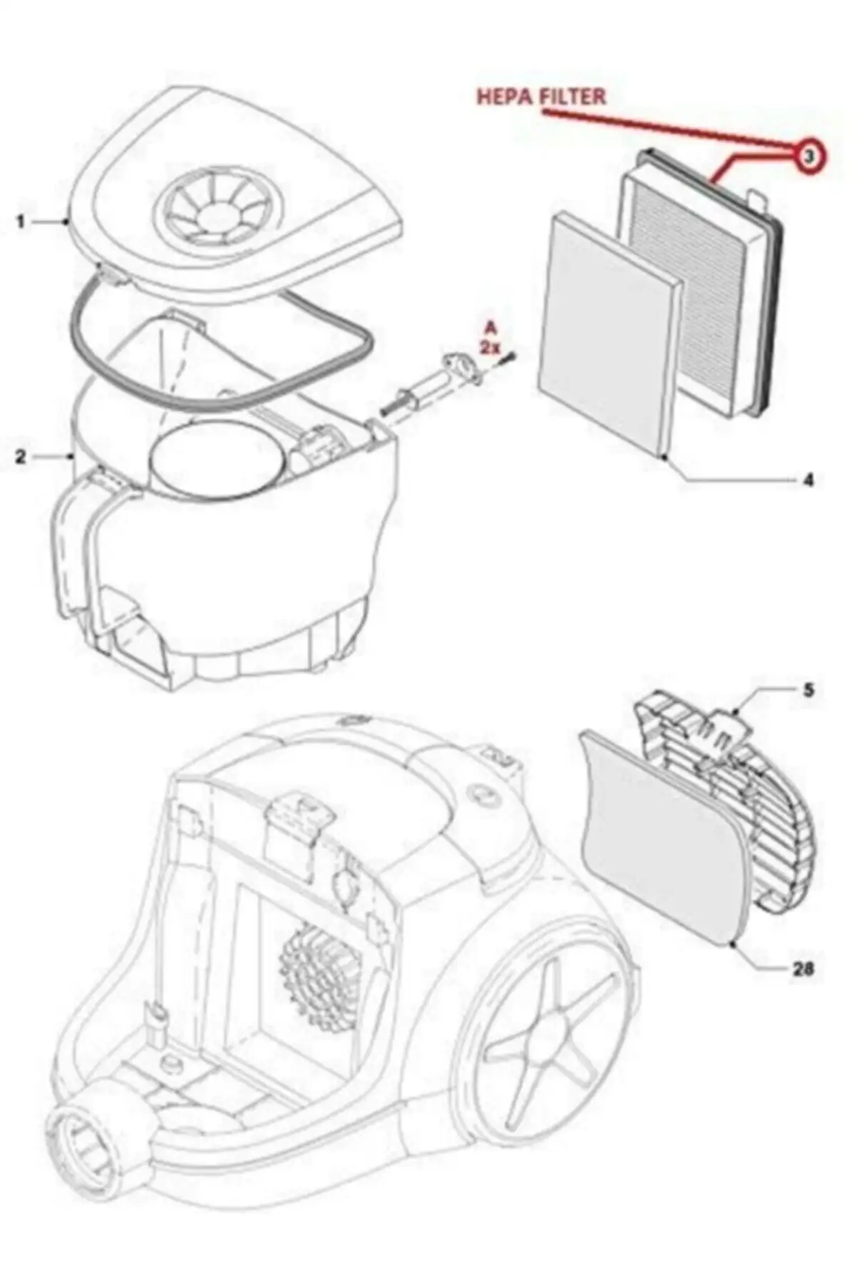 

MHK Parts Expermarket Fc 8632 Power Pro Active Vacuum Cleaner Hepa Filter Set 2'li (2 Box) Hopper Inner Filters