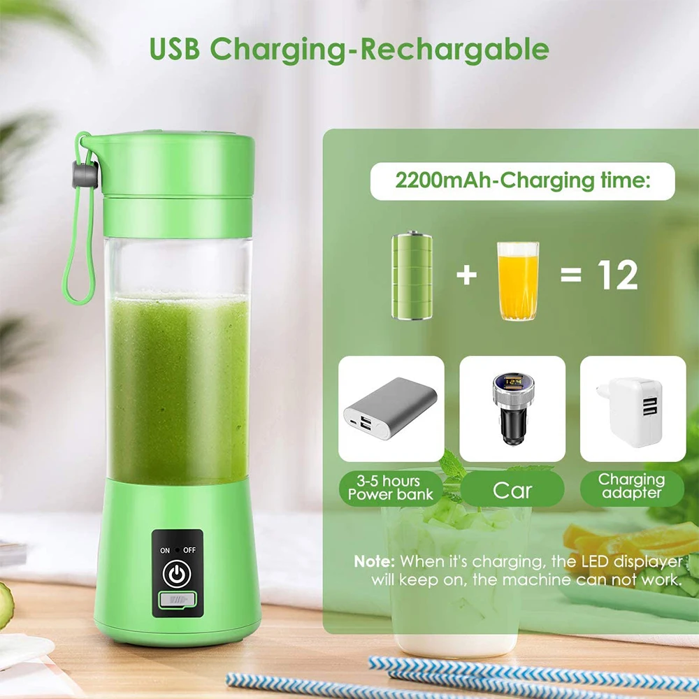 

380ml 6 Blades Portable Blender Electric Fruit Juicer Household Orange Lemon Squeezer For Child Home Kitchen Mixer Smoothie Make