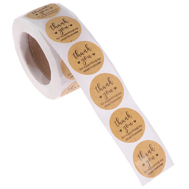 

500pcs/roll Round Kraft Paper Thank You For Supporting My Small Business Stickers Seal Label Sticker Decor Stationery Sticker