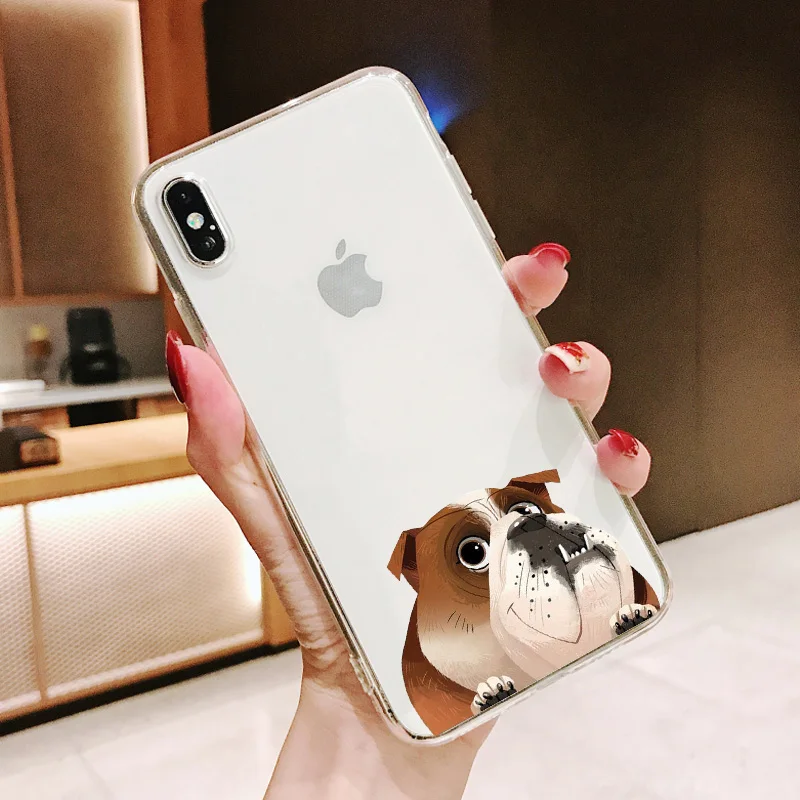Чехол для телефона из мягкого ТПУ с изображением щенка мопса кролика кота