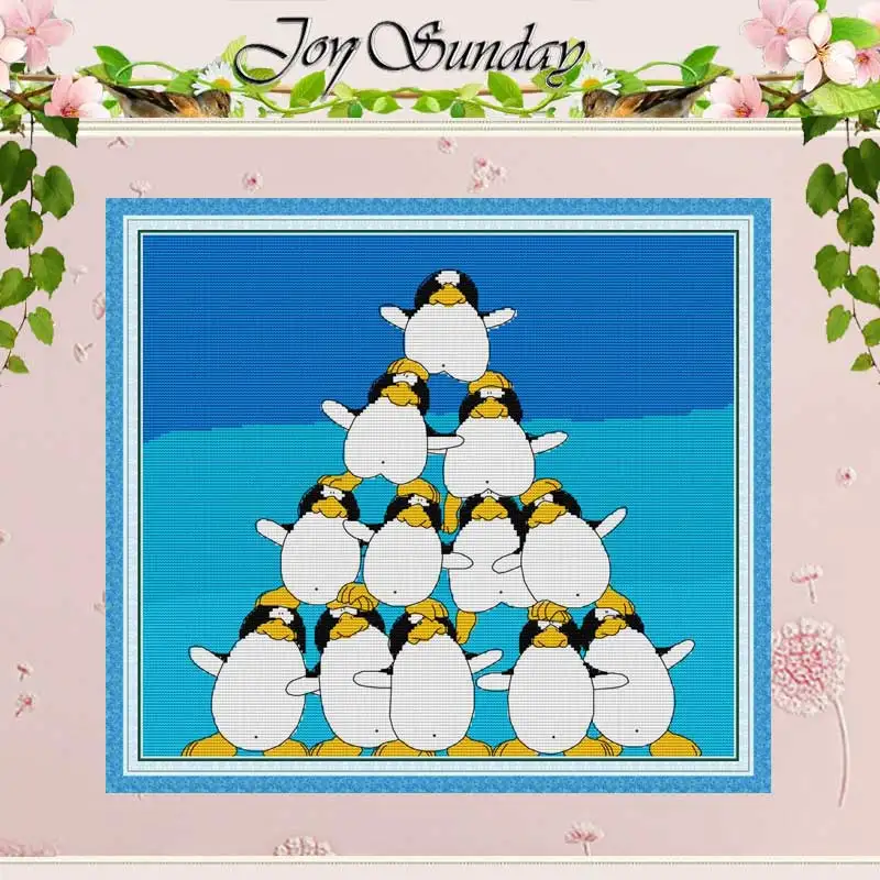 

Penguin Pile Patterns Counted Cross Stitch Set DIY 11CT 14CT 16CT Stamped DMC Cross-stitch Kit Embroidery Needlework Home Decor
