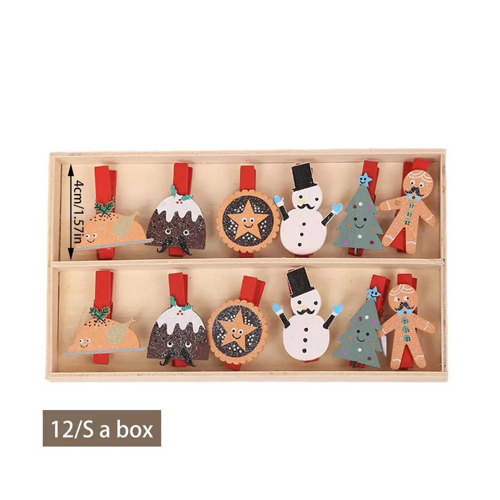 

Рождественские украшения для дома, зажим для фотографий, деревянные зажимы для фотографий из мультфильмов, занавески, реквизит для фотогра...