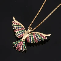 funmode round rainbow color cubic zircon fly bird shape necklace for women accessories handarbeit wholesale fn40