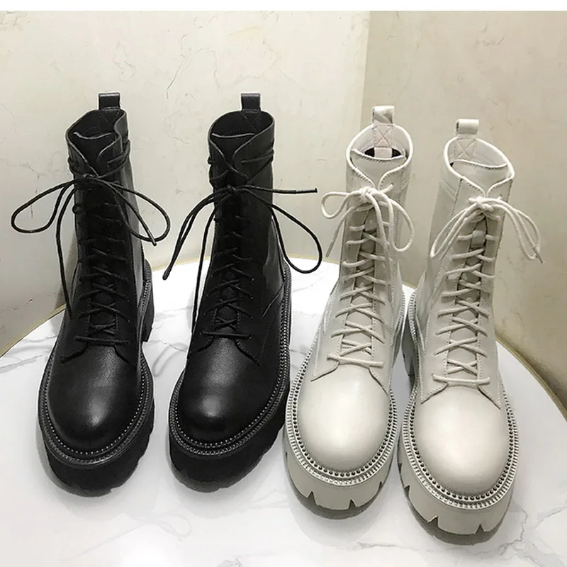 Сапоги на платформе Женская зимняя обувь шнуровке Zapatos De Mujer с круглым носком Botas