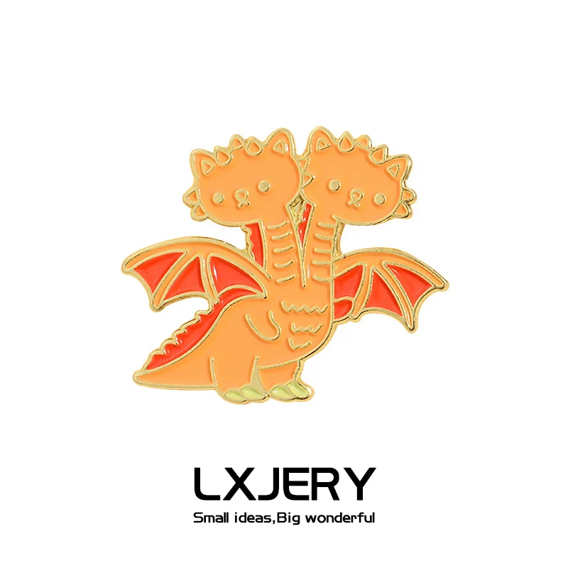 LXJERY двухсторонняя заколка в виде дракона значок на рюкзак забавная брошь заколки