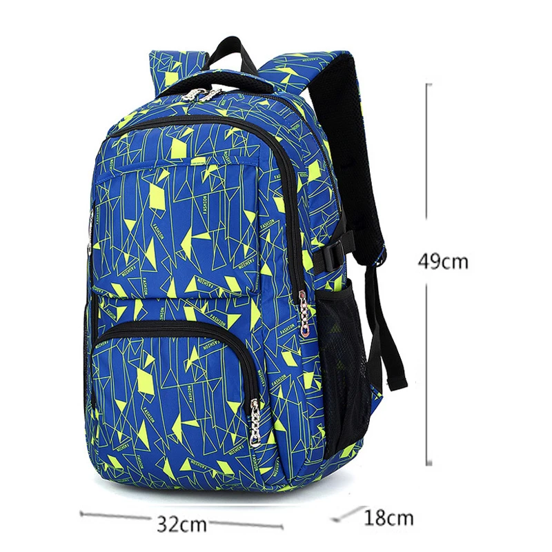 Children Large Capacity Primary School Bags Kids Waterproof School Backpacks  for Teenagers Boys Geometric Printing Backpack