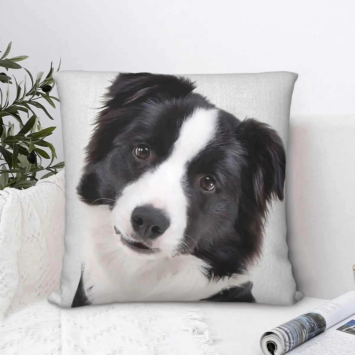 

Border Collie Pillowcase Backpack Cushion For Livingroom DIY Printed Car Hug Pillowcase Decorative