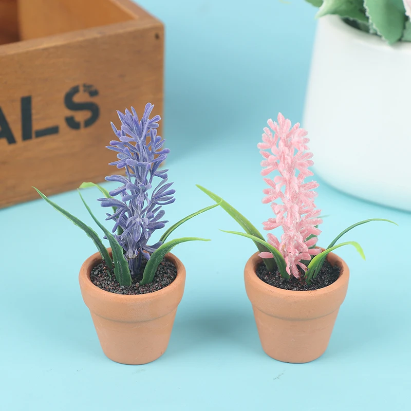 

1:12 миниатюрный кукольный домик, миниатюрное Лавандовое зеленое растение в горшке, мебель, украшение для дома, имитация горшечных растений