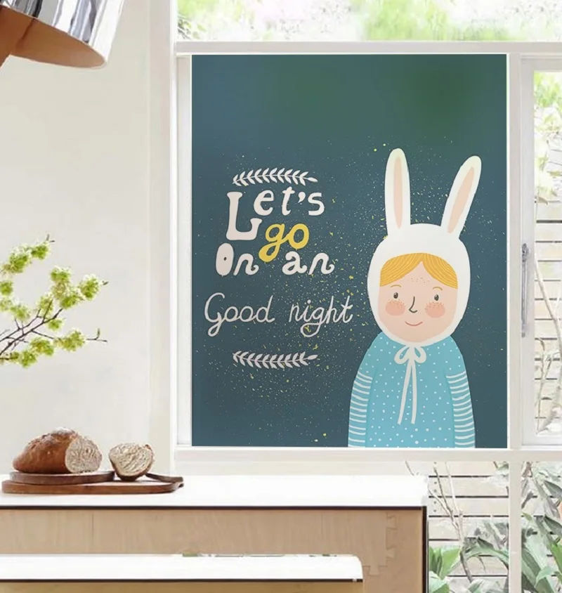 Статическая липкая оконная пленка Индивидуальный размер мультяшная свежая