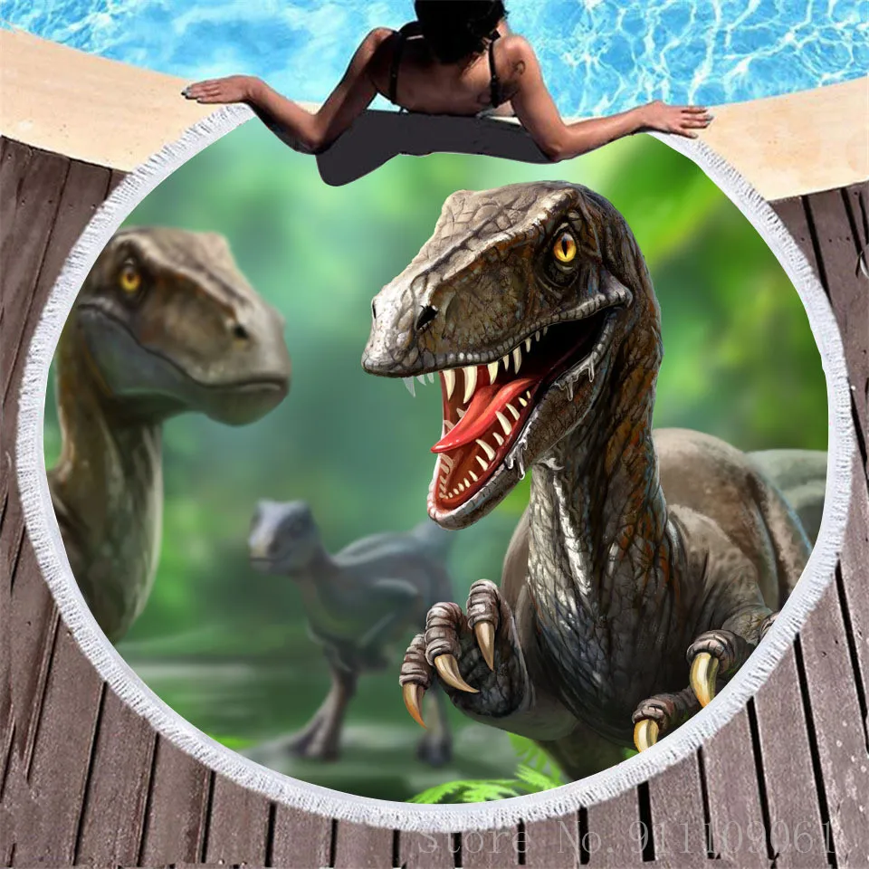

Новый стиль с принтом динозавра и рисунком «олень» и 3D цифровая печать Ванная комната для взрослых и детей 150 см круглое пляжное полотенце, п...