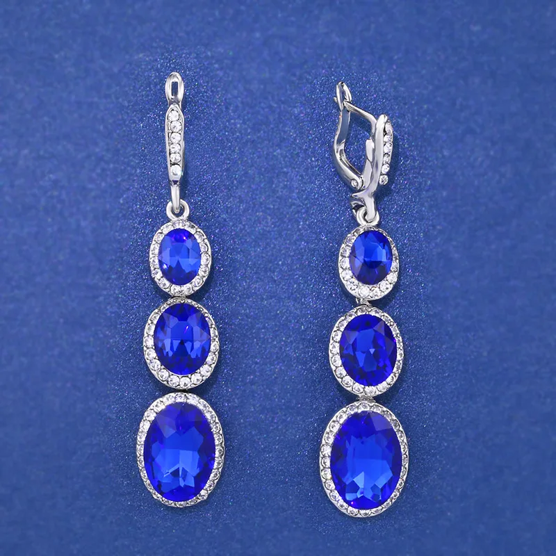 Ocesrio бренд серьги висячие с Камни Серебряный Длинный красный кристалл Серьги для