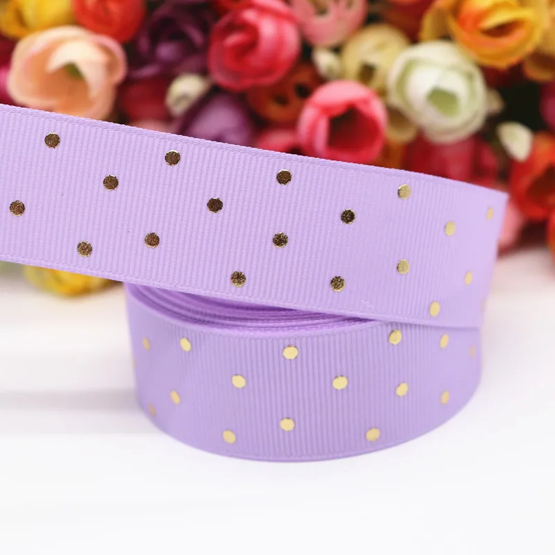 10 ярдов " 25 мм золотистый в горошек напечатанный Grosgrain ленты пробки для бутылок DIY ремесла аксессуары ручной работы M19080601