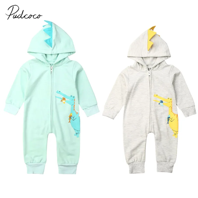 2019 детская одежда для весны и осени комбинезон с капюшоном объемным динозавром