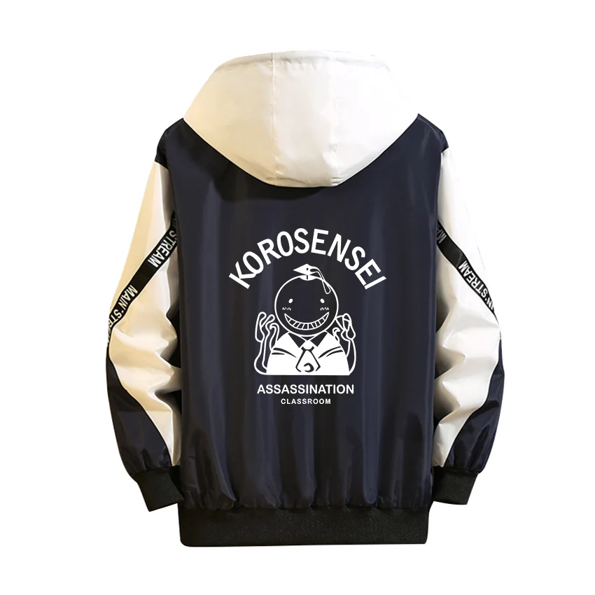 

Assassination Classroom Cosplay Hoodie Korosensei Luminous Print Zipper White Black Splicing Tops Sport Cotton Coat Thick Jacket