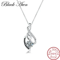 black awn femme genuine 100 925 sterling silver necklaces pendants jewelry blackwhite stone necklace women bijoux p081
