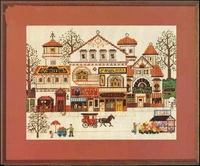 cotton top quality lovely counted cross stitch kit victorian shoppes shopper street store market horse carriage dim 03528