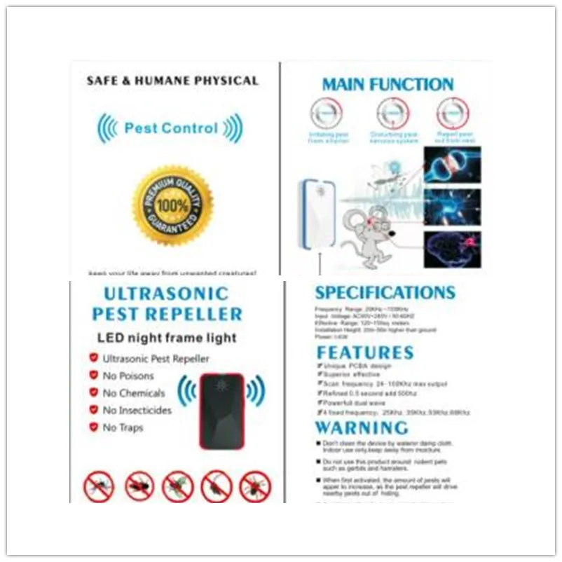 Ультразвуковые Отпугиватели вредителей репелленты для крыс мышей тараканов