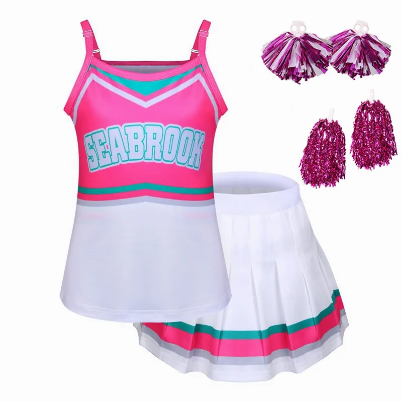 Костюмы на Хэллоуин 2020 для девочек зомби 2 косплей аддисона Cheerleader Детские Топы +