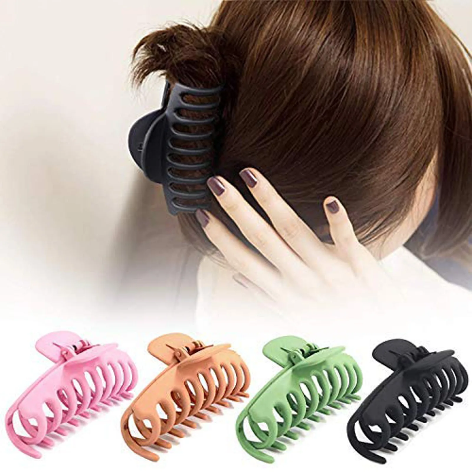 

4Pc Korean Solid Big Hair Claws Elegant Nonslip Large Claw Clip Hairpins Barrette Headwear for Women Girls Hair Accessories