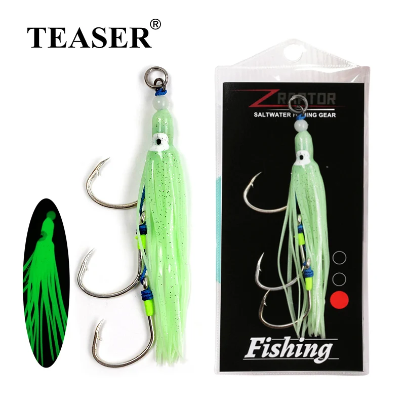 Teaser Kabura Jigging Madai Assist Hooks Tai Rubbers Silicone Skirts Filaments Ribbons Different Colors Slider Jigs Tails Sinker