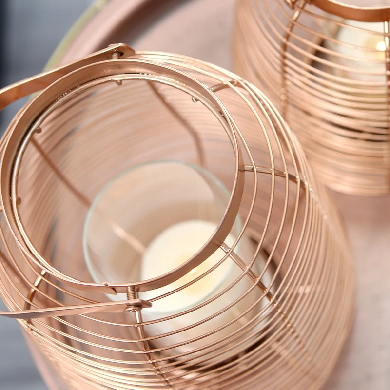 Скандинавская Роскошная железная Золотая свеча в стиле ретро ветровая лампа