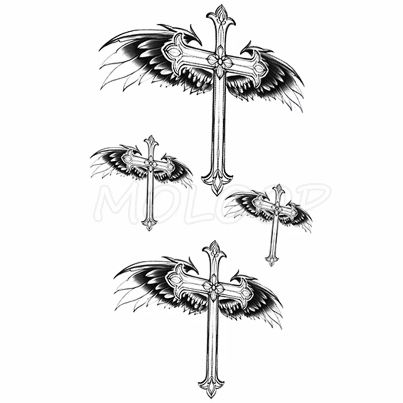 

Cross Eagle Wings Pattern Temporary Tattoo Sticker Fake Tattoos for Kids Women Men Body Makeup Waterproof Stickers