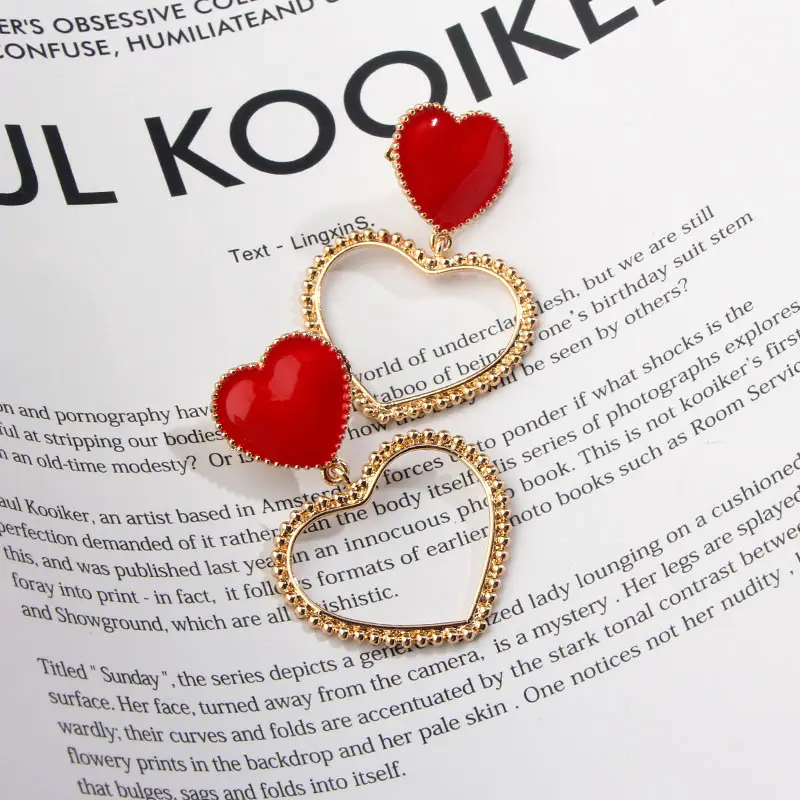 JJFOUCS 2019 модные серьги подвески золотого цвета в форме сердца для женщин ювелирные