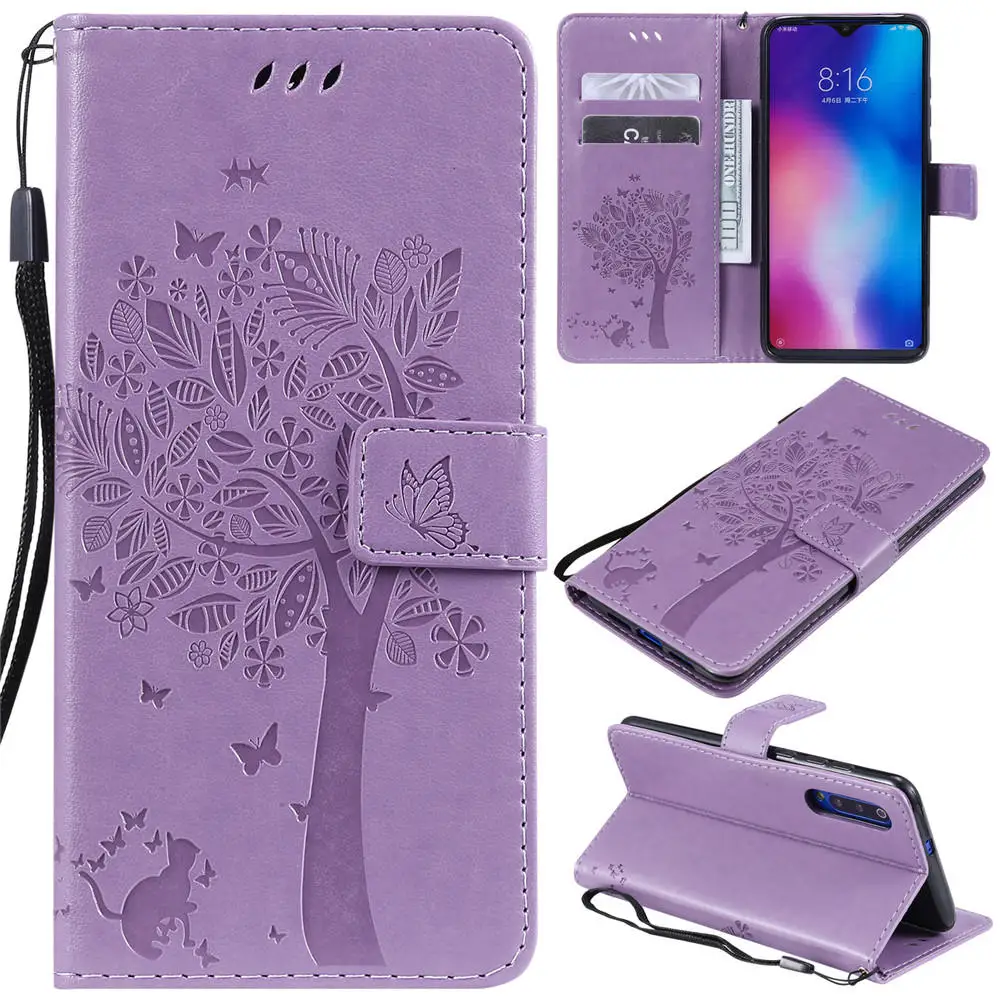 Light Purple-Tree Кожаный бумажник-книжка чехол для Red mi GO Xiaomi mi Play Poco F1 Card Solt чехол для телефона для Red mi 6 Pro Note 6 7 Pro 3 4X mi 5X8 9 - Цвет: Light Purple-Tree