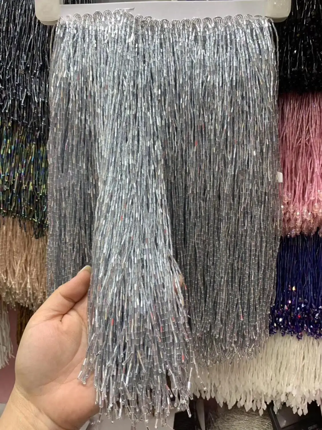 

30cm top selling 5 yards beaded tassel fringe ZH-9624 beads tube for dress decoration