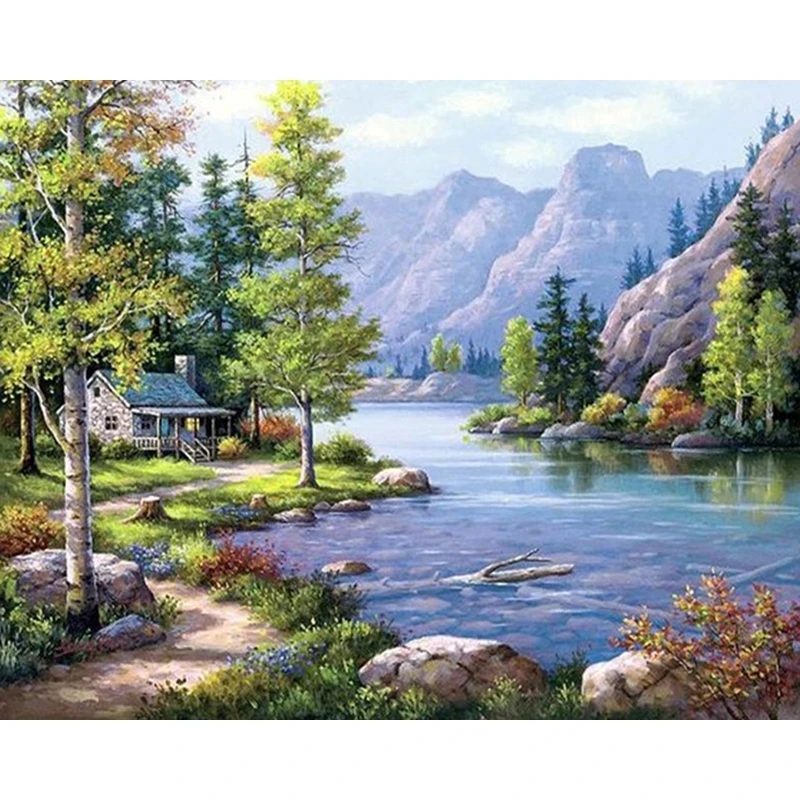 

5D Diy Diamond Painting Landscape Scenery Full Square diamond Mosaic Daimond Embroidery Rhinestones Mountains and rivers decor