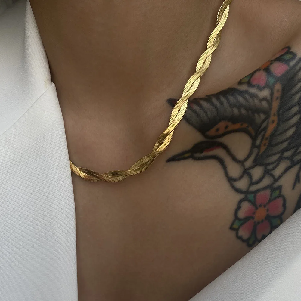 Модные ожерелья из титановой стали золотого и серебряного цвета для женщин