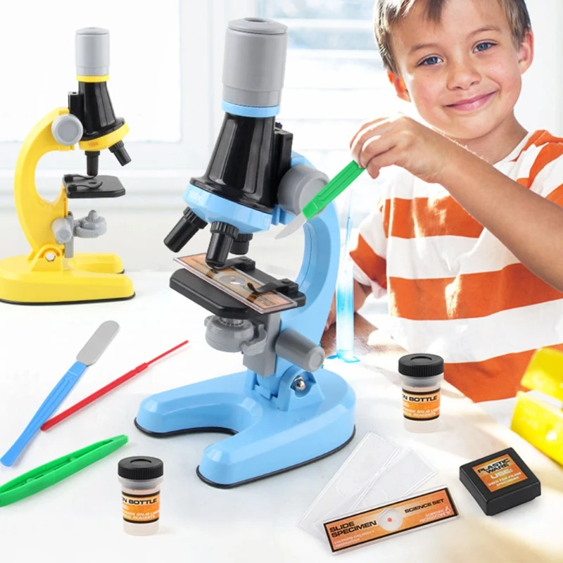 

Science Kits for Kids Microscope Beginner Biological Microscope STEM Kit with LED 100X, 400x, and 1200x Magnification