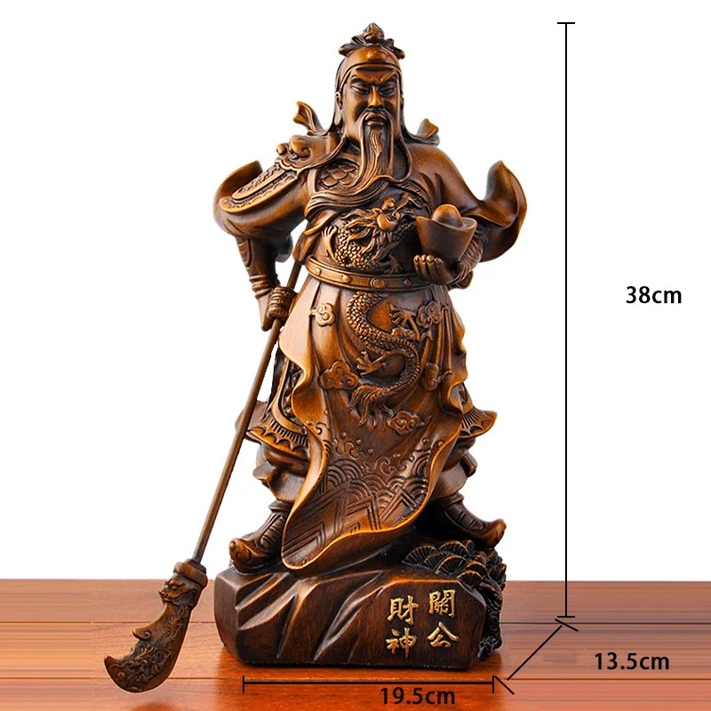 

Statue of Guan Gong, God of Wealth,Imitation wood craftChinese Fortune Buddha StatueHome living room loft office statue 38 cm