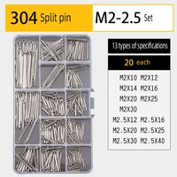 pin key set diy boxed 304 stainless steel cylindrical pin elastic pin split pin multi specification combination set