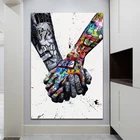 Абстрактная граффити картина влюбленные руки холст живопись плакаты и принты настенное искусство для гостиной домашний Декор (без рамки)