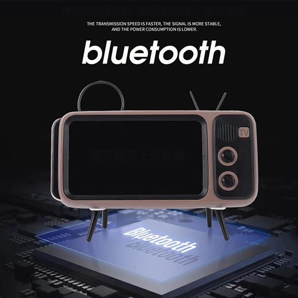 Беспроводной Ретро ТВ мини портативный Bluetooth бас динамик держатель мобильного телефона громкоговоритель в стиле ретро фоторамка для подарка мобильного телефона h