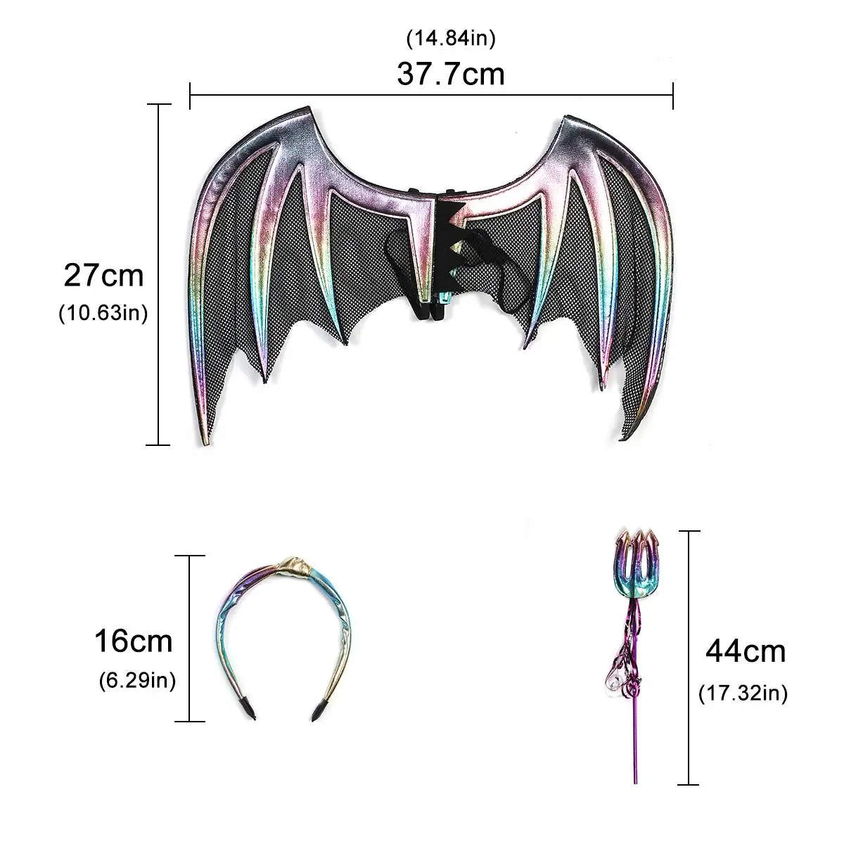 

Girl Devil Demon Cosplay Headband Wing Hair Band Fork Toys Set Party Props Toy Birthday Gift Halloween Costume For Kids