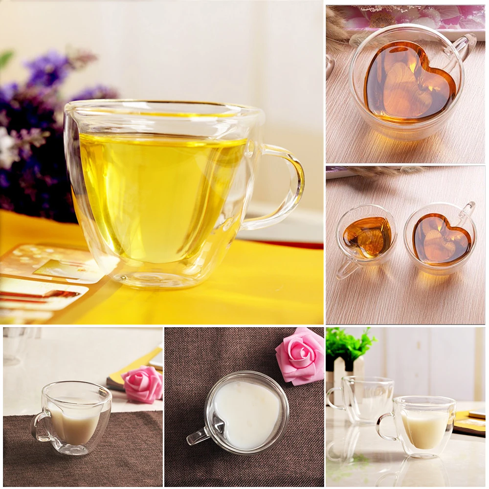 Креативная кофейная чашка из термостойкого стекла с двойной ручкой для молока