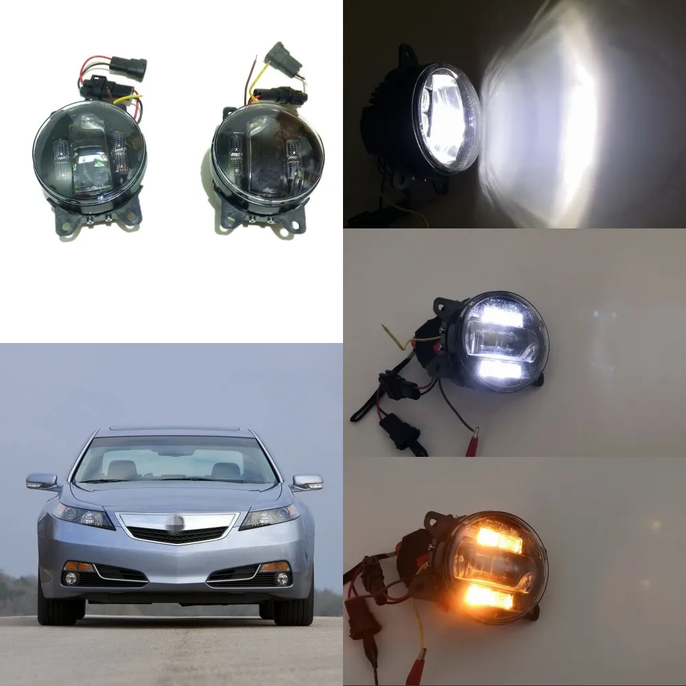 

July King 6000k 3000LM LED Fog Lamp Case for Acura TL 2012-2014, 20W LED Lens Fog Lamp + 6W LED DRL+ 4W Yellow Turn Signals