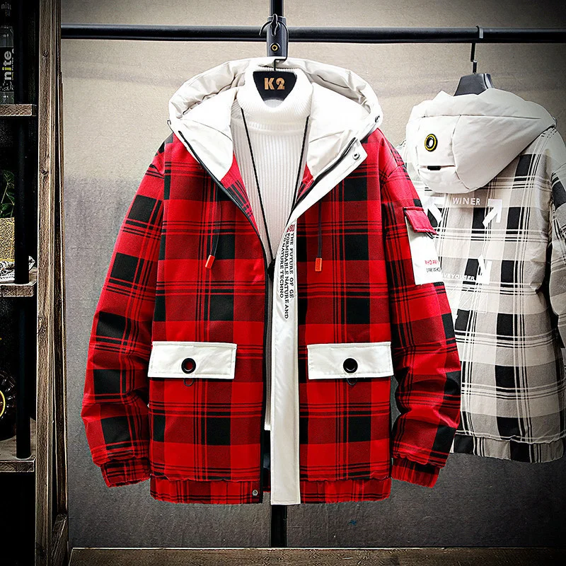 

Plaid cotton padded jacket men's winter 2021 new thickened Boys' tooling
