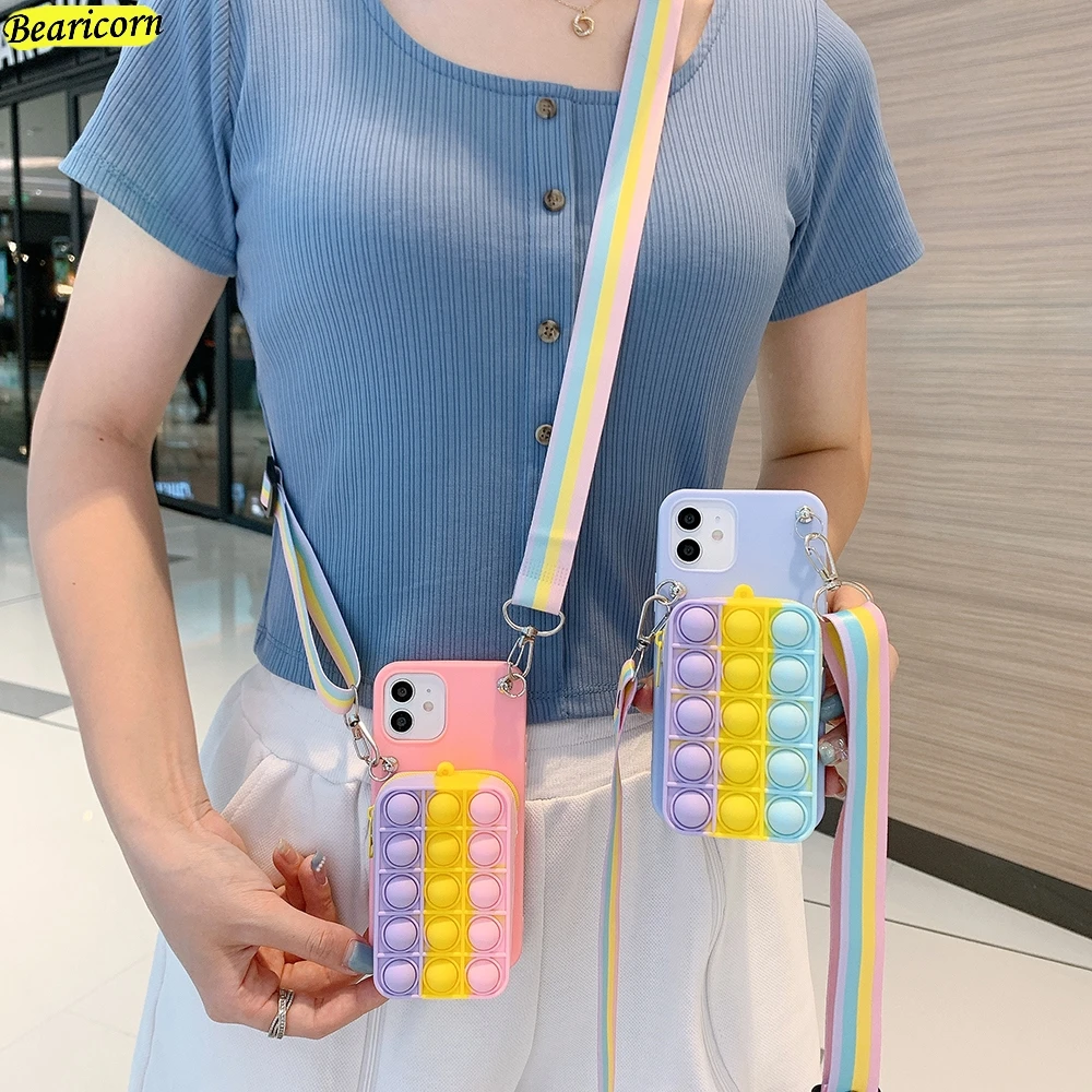 

Pop Phone Case For Xiaomi Redmi Note 10 10S 10T 9 9S 9T 8 8T 7 6 5 Pro Max 5A 4 4X Coin Bags Wallet Fidget Toys Push Cover Coque
