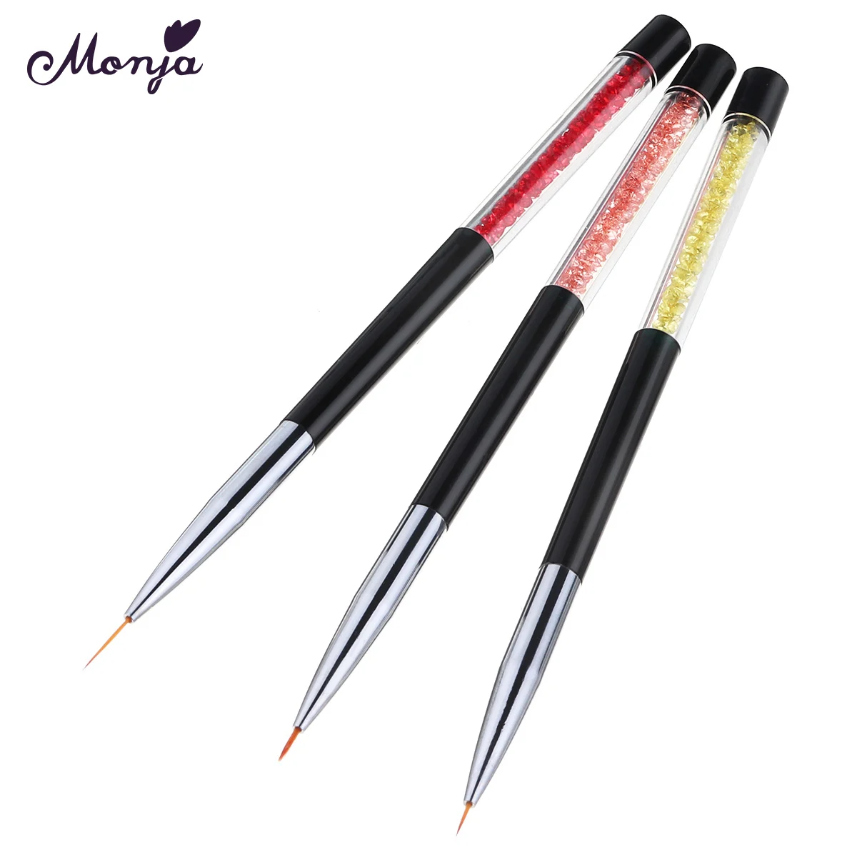 Monja 3 шт./компл. ручка со стразами для дизайна ногтей французские линии полосы